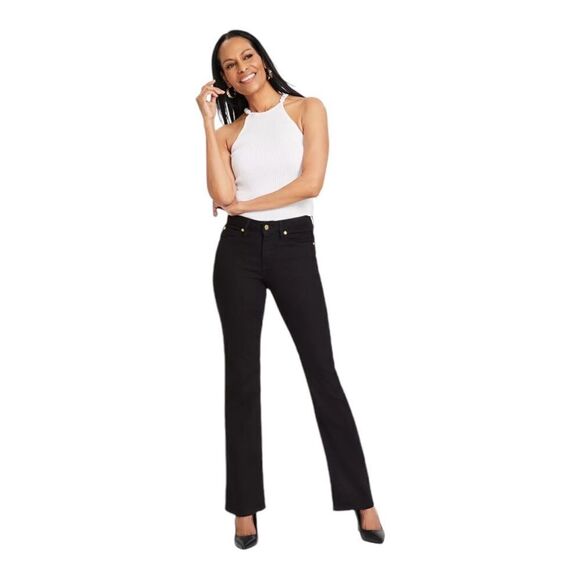 INC international Concepts Mid-Rise Cropped Flare-Leg Jeans Deep Black 12/31 NWT - Picture 2 of 11